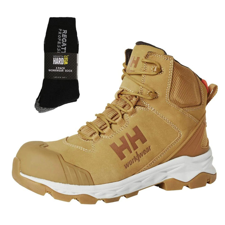 Helly Hansen Special Offer Oxford 78403 Pack - Helly Hansen Oxford Mid Composite Toe Cap S3 Safety Boots + 3 Pairs Work Socks#colour_new-wheat
