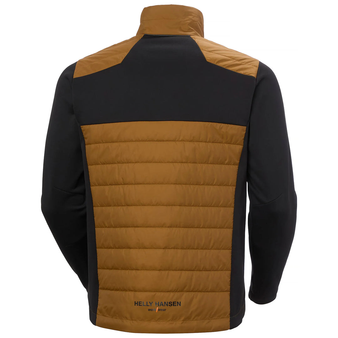 Helly Hansen Oxford Hybrid PrimaLoft Insulated Recycled Content Jacket 73370 Saddle/Black — Back View 