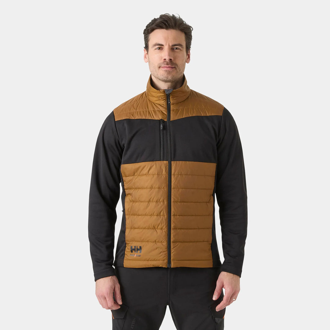 Helly Hansen Oxford Hybrid PrimaLoft Insulated Recycled Content Jacket 73370 Saddle/Black — Worn on Site 