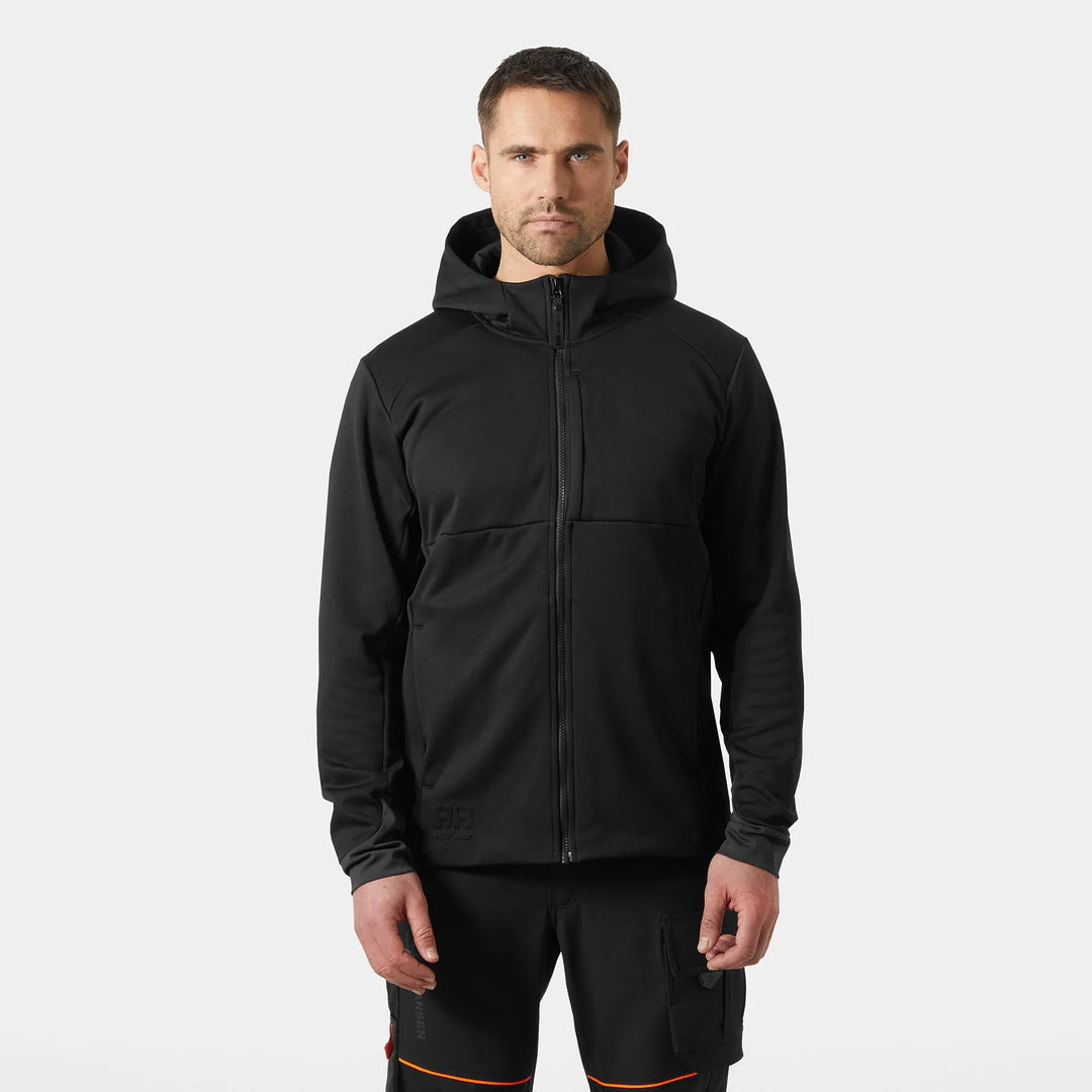 Helly Hansen Tech Hooded Recycled Content Midlayer Jacket 79232 Black — Worn on Site 