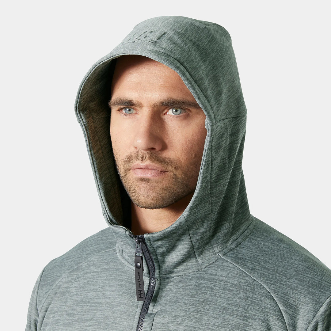 Helly Hansen Tech Hooded Recycled Content Midlayer Jacket 79232 Grey Melange — Product Detail 301 