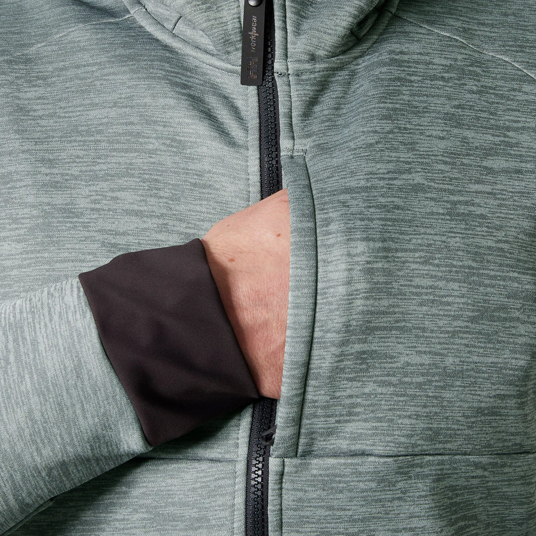 Helly Hansen Tech Hooded Recycled Content Midlayer Jacket 79232 Grey Melange — Product Detail 302 