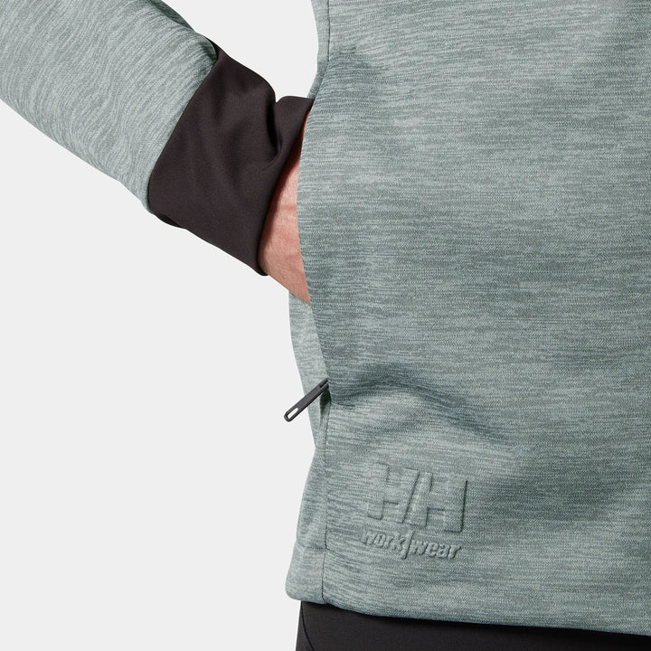 Helly Hansen Tech Hooded Recycled Content Midlayer Jacket 79232 Grey Melange — Product Detail 303 
