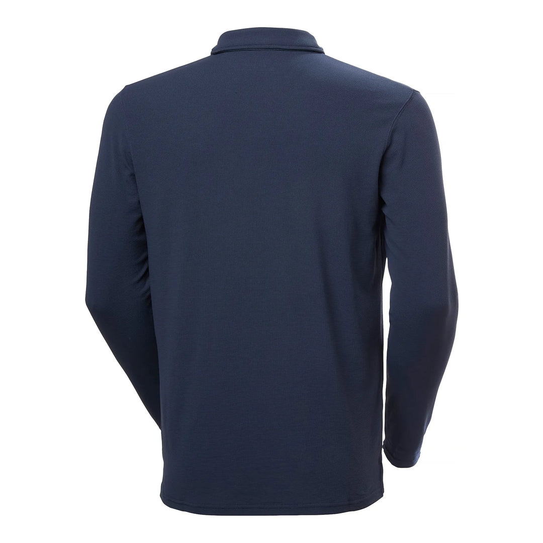Helly Hansen Tech Longsleeve Polo 79250 Navy — Back View 