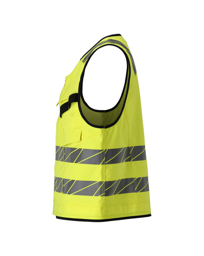 Mascot 21389-281 Two-Toned Multi-Protective Arc and Flame Retardant  Tool Vest Right #colour_hi-vis-yellow-dark-navy-blue