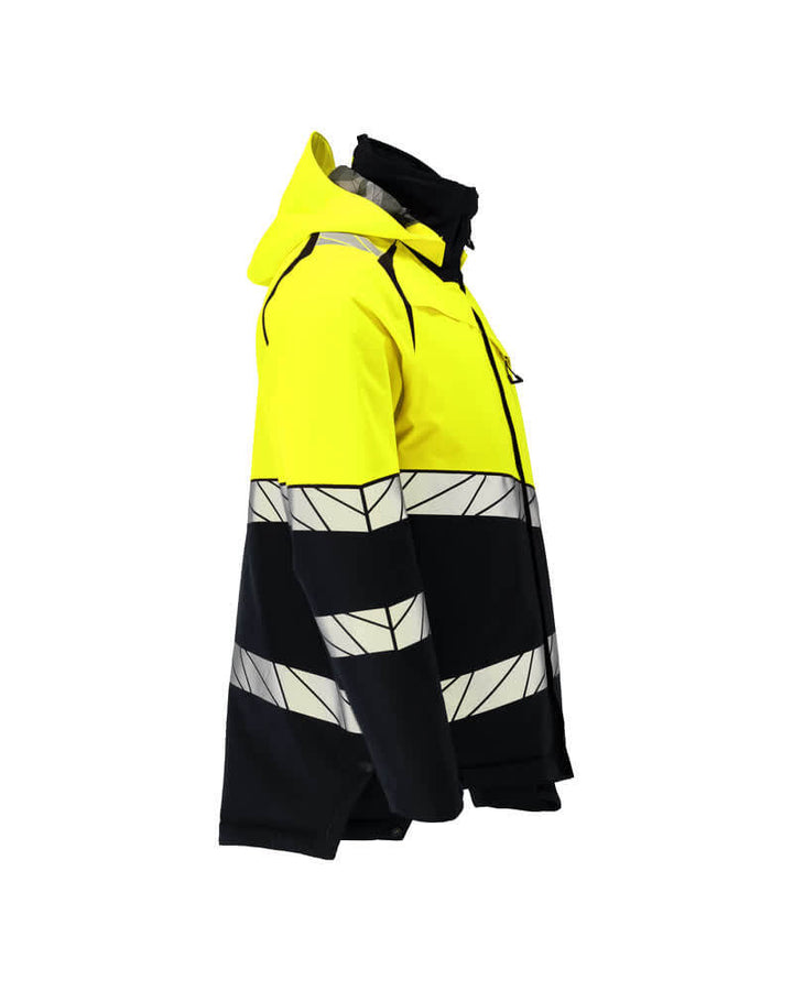 Mascot 25035-231 Hi-Vis Climascot-Lined Insulated Breathable Windproof Water-Repellent Winter Jacket Left #colour_black-hi-vis-yellow