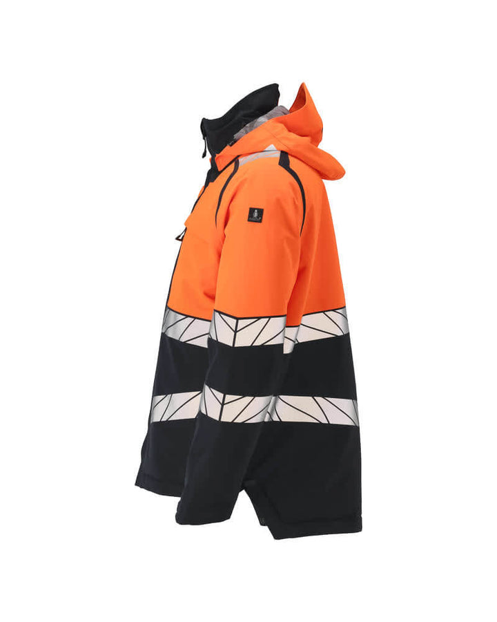 Mascot 25035-231 Hi-Vis Climascot-Lined Insulated Breathable Windproof Water-Repellent Winter Jacket Right #colour_dark-navy-blue-hi-vis-orange