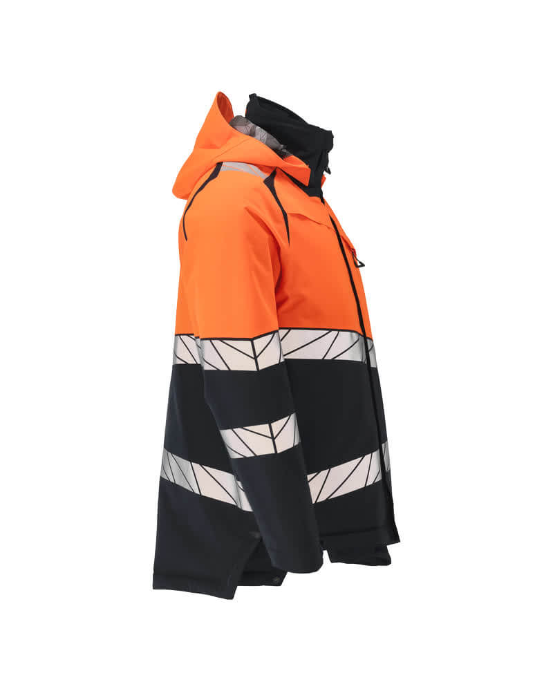 Mascot 25035-231 Hi-Vis Climascot-Lined Insulated Breathable Windproof Water-Repellent Winter Jacket Left #colour_dark-navy-blue-hi-vis-orange