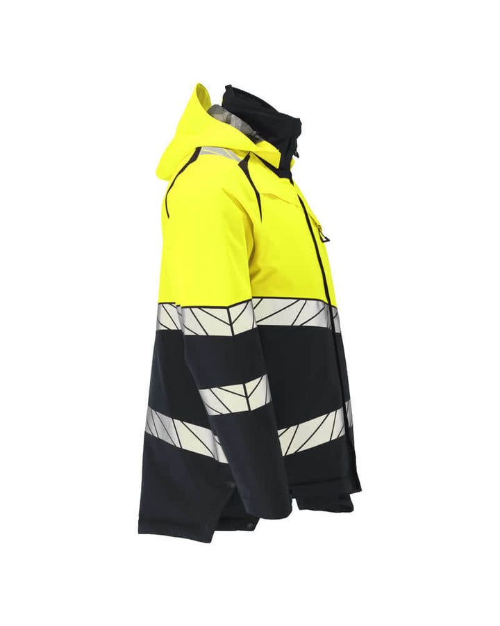 Mascot 25035-231 Hi-Vis Climascot-Lined Insulated Breathable Windproof Water-Repellent Winter Jacket Left #colour_dark-navy-blue-hi-vis-yellow