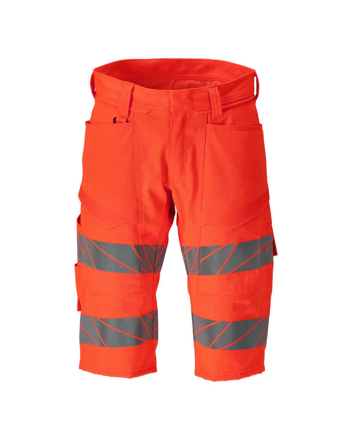Mascot 25049-236 Hi-Vis Ripstop Shorts with Stretch Zones (Holster Pocket Compatible) Front #colour_hi-vis-red