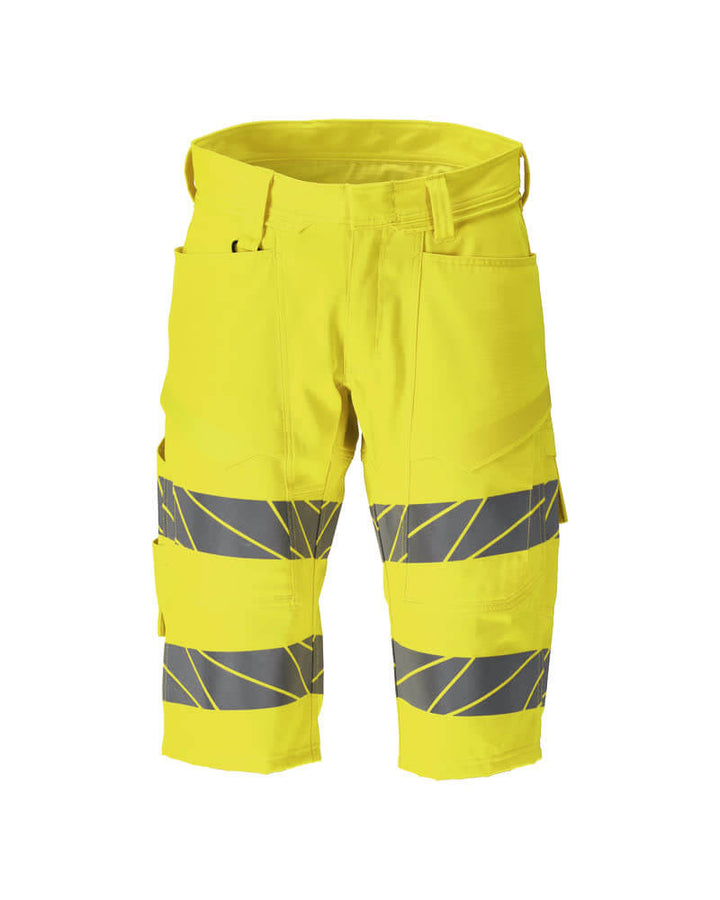 Mascot 25049-236 Hi-Vis Ripstop Shorts with Stretch Zones (Holster Pocket Compatible) Front #colour_hi-vis-yellow