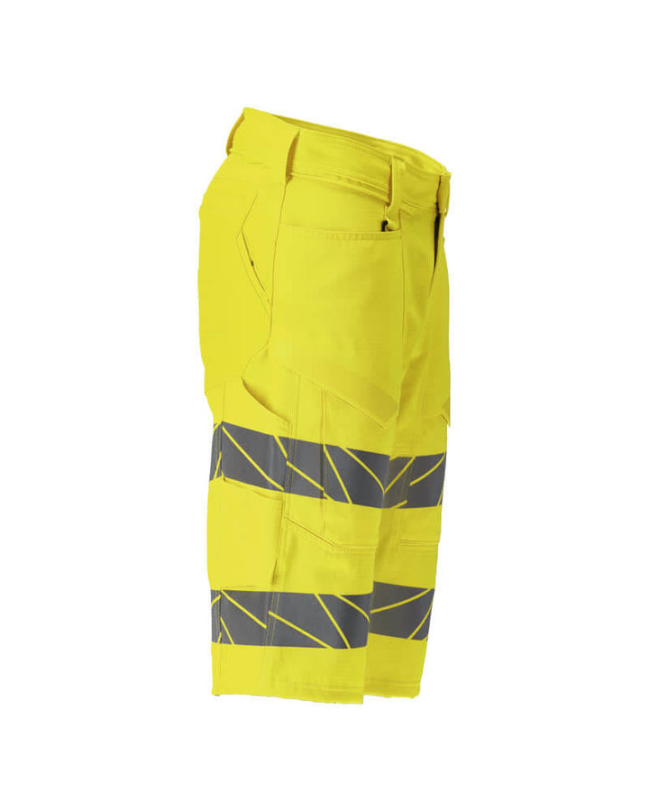 Mascot 25049-236 Hi-Vis Ripstop Shorts with Stretch Zones (Holster Pocket Compatible) Left #colour_hi-vis-yellow