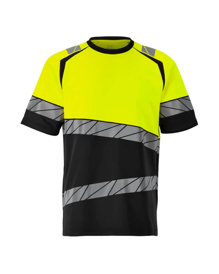 Mascot 25082-771 Premium Modern Fit Two-Toned Hi-Vis T-Shirt Front #colour_black-hi-vis-yellow