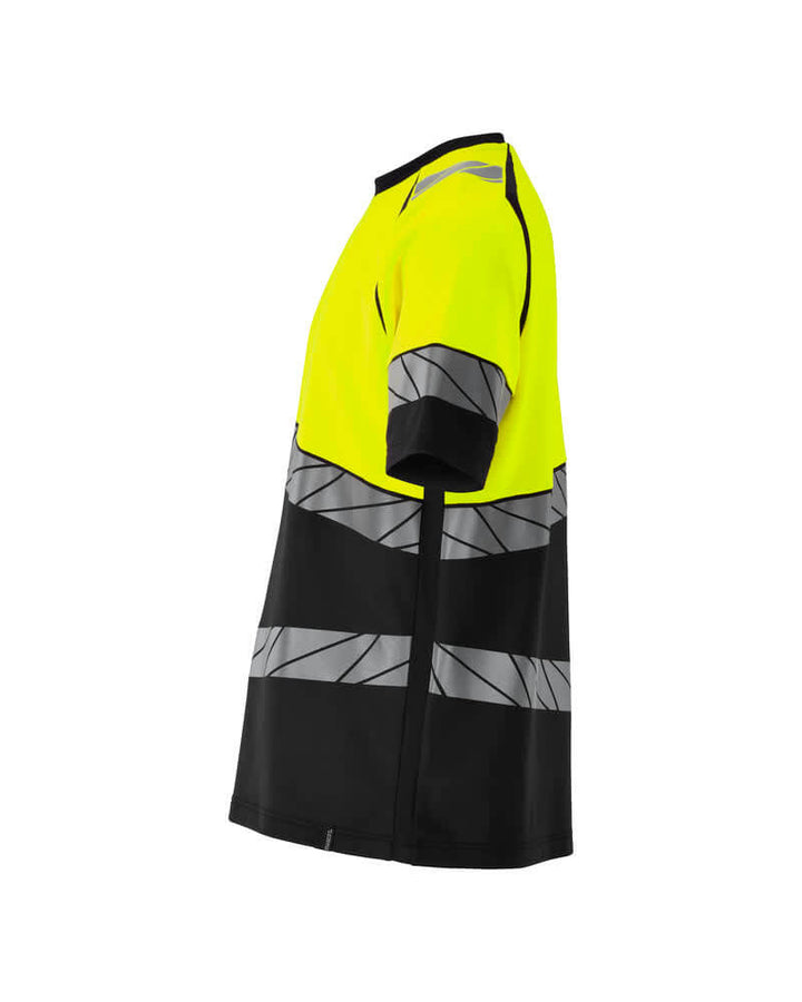 Mascot 25082-771 Premium Modern Fit Two-Toned Hi-Vis T-Shirt Right #colour_black-hi-vis-yellow