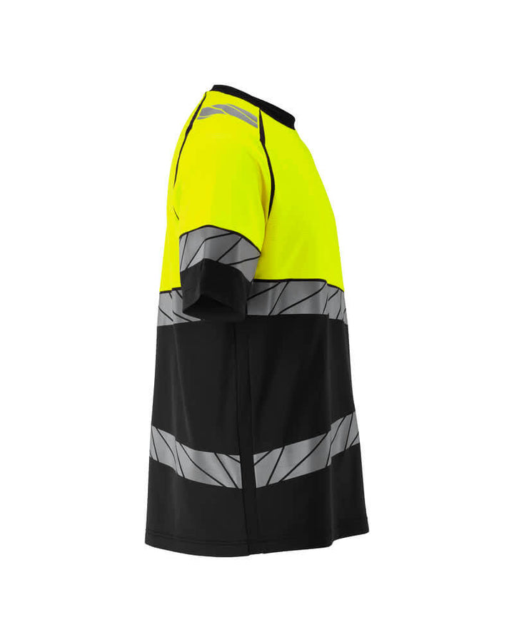 Mascot 25082-771 Premium Modern Fit Two-Toned Hi-Vis T-Shirt Left #colour_black-hi-vis-yellow