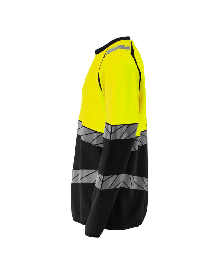 Mascot 25084-781 Premium Modern Fit Two-Toned Hi-Vis Sweatshirt Right #colour_black-hi-vis-yellow