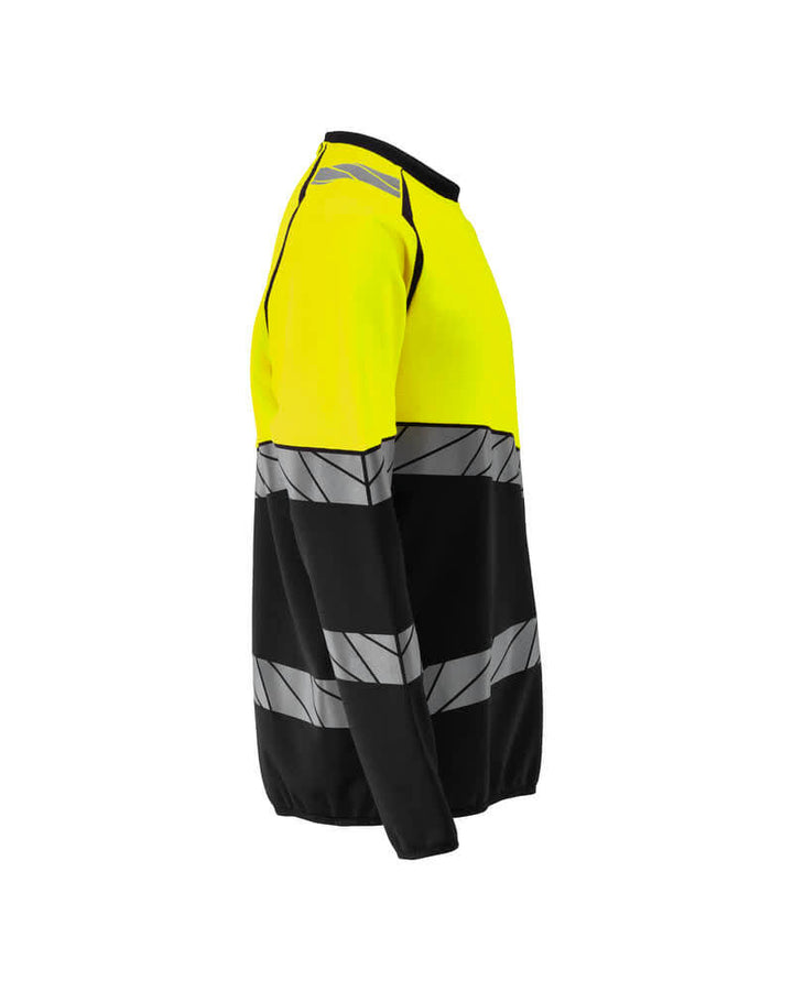 Mascot 25084-781 Premium Modern Fit Two-Toned Hi-Vis Sweatshirt Left #colour_black-hi-vis-yellow