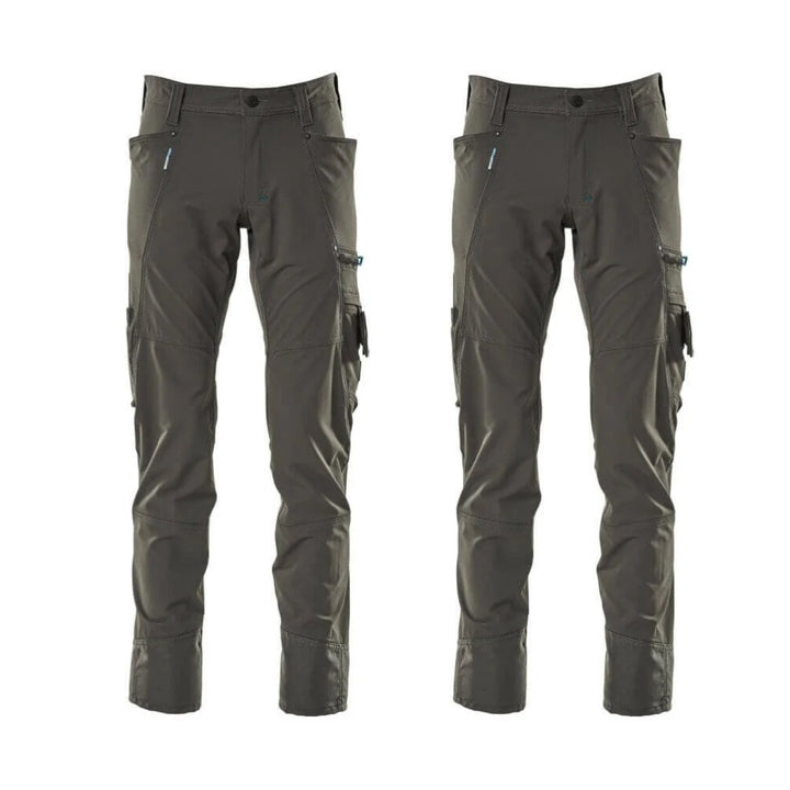 Mascot Advanced 4 Way Stretch Trousers 17279 311 Mens Twin Pack Deal 1 Dark Anthracite Grey