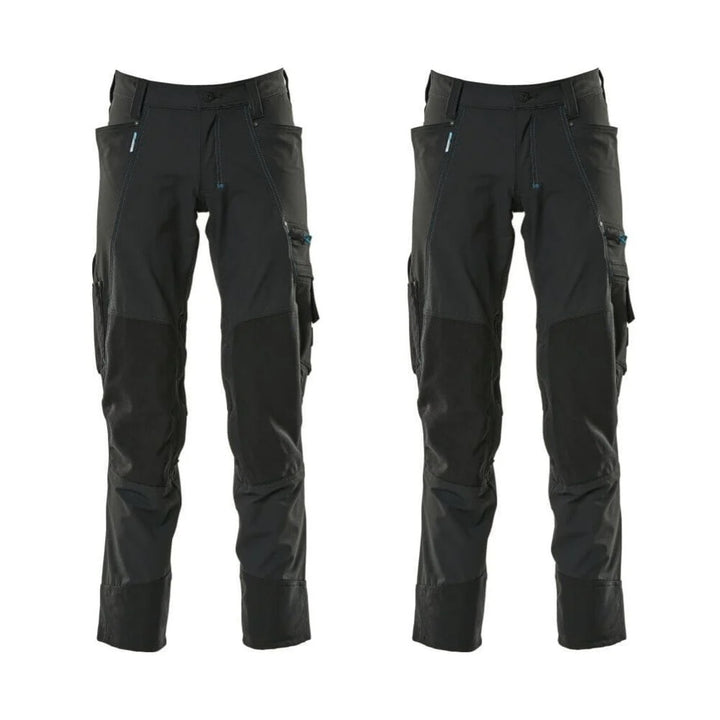 Mascot Advanced Trousers 4 Way Stretch Kneepad Pockets 17179 311 Mens Twin Pack Deal 1 Black