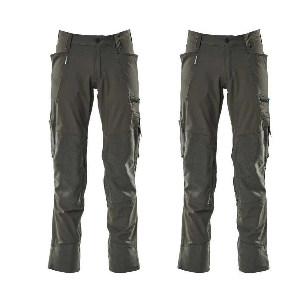 Mascot Advanced Trousers 4 Way Stretch Kneepad Pockets 17179 311 Mens Twin Pack Deal 1 Dark Anthracite Grey