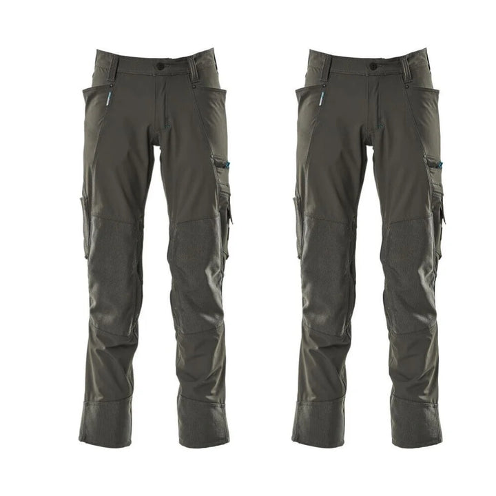Mascot Advanced Trousers 4 Way Stretch Kneepad Pockets 17179 311 Mens Twin Pack Deal 1 Dark Anthracite Grey