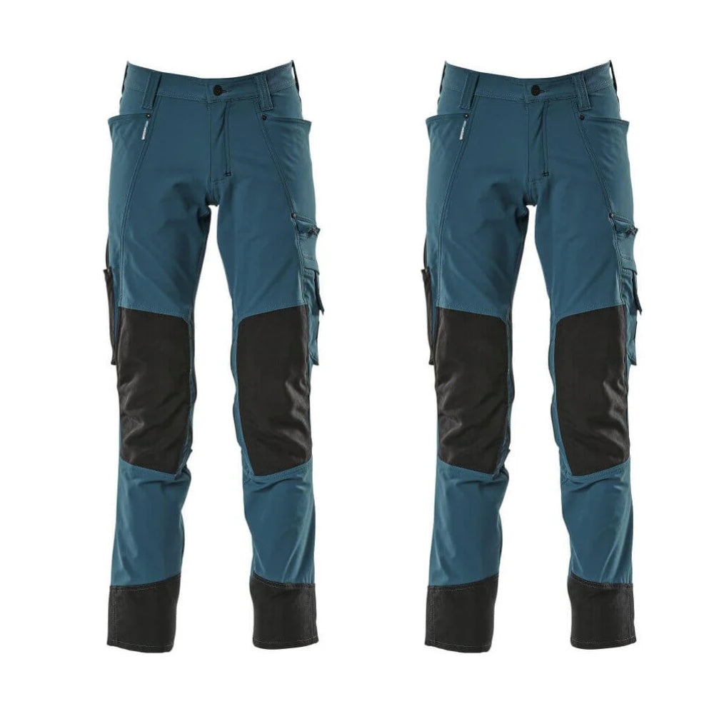 Mascot Advanced Trousers 4 Way Stretch Kneepad Pockets 17179 311 Mens Twin Pack Deal 2 Dark Petroleum