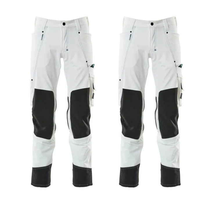 Mascot Advanced Trousers 4 Way Stretch Kneepad Pockets 17179 311 Mens Twin Pack Deal 4 White