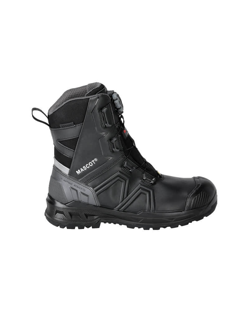 Mascot F1105-902 Highly Durable S7S Boa Waterproof Breathable Leather Aluminium Toe Cap Insulated Winter Safety Boots Front #colour_black