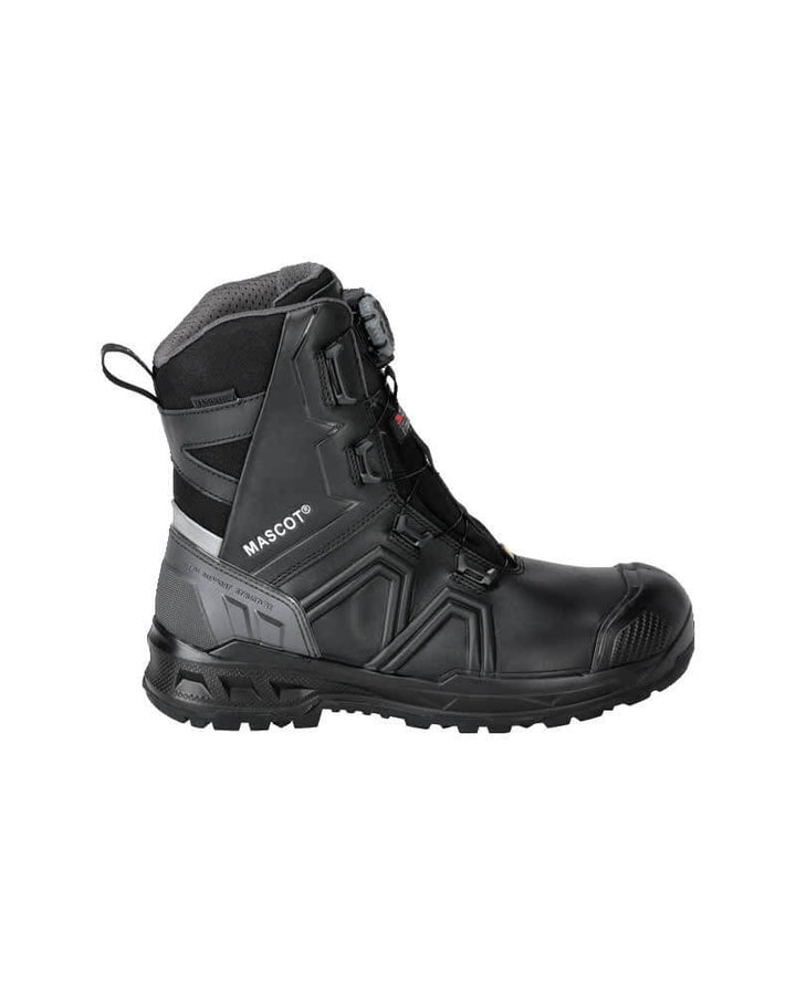 Mascot F1105-902 Highly Durable S7S Boa Waterproof Breathable Leather Aluminium Toe Cap Insulated Winter Safety Boots Front #colour_black