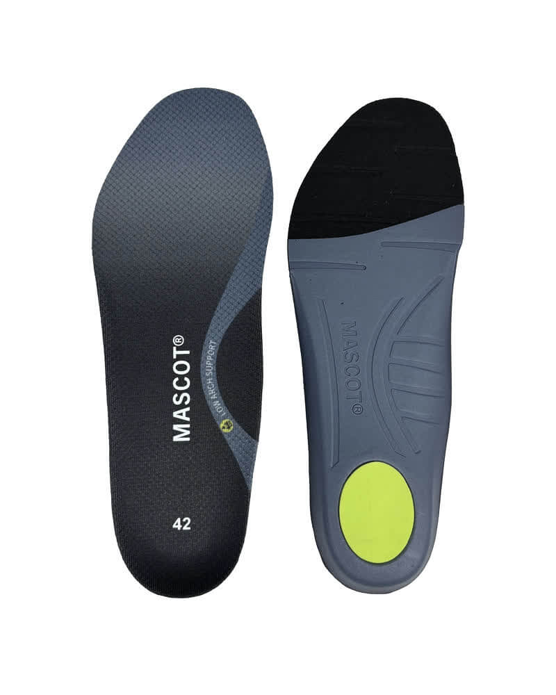 Mascot Ft100-276 Low Arch Support Shock Absorption Moisture-Wicking Insoles Front #colour_black
