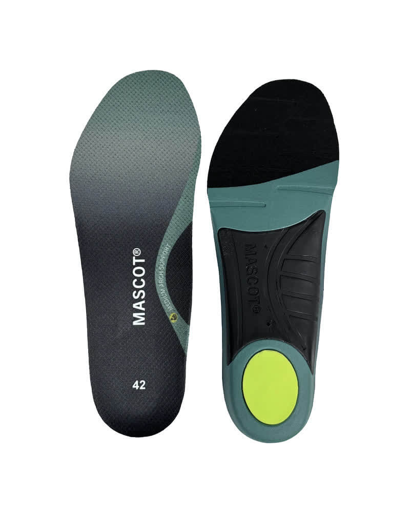 Mascot Ft101-276 Medium Arch Support Shock Absorption Moisture-Wicking Insoles Front #colour_black