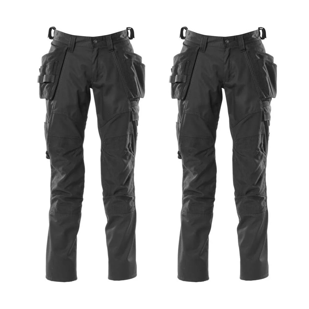 Mascot Stretch Work Trousers 18531442 Accelerate Mens Twin Pack Deal Black