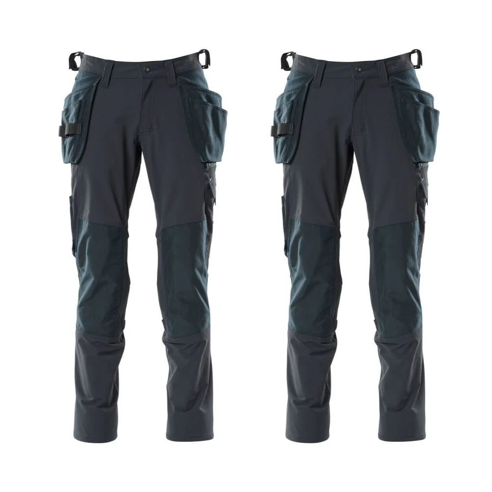 Mascot Work Trousers 4 Way Stretch 18031311 Accelerate Mens Twin Pack Deal Dark Navy Blue