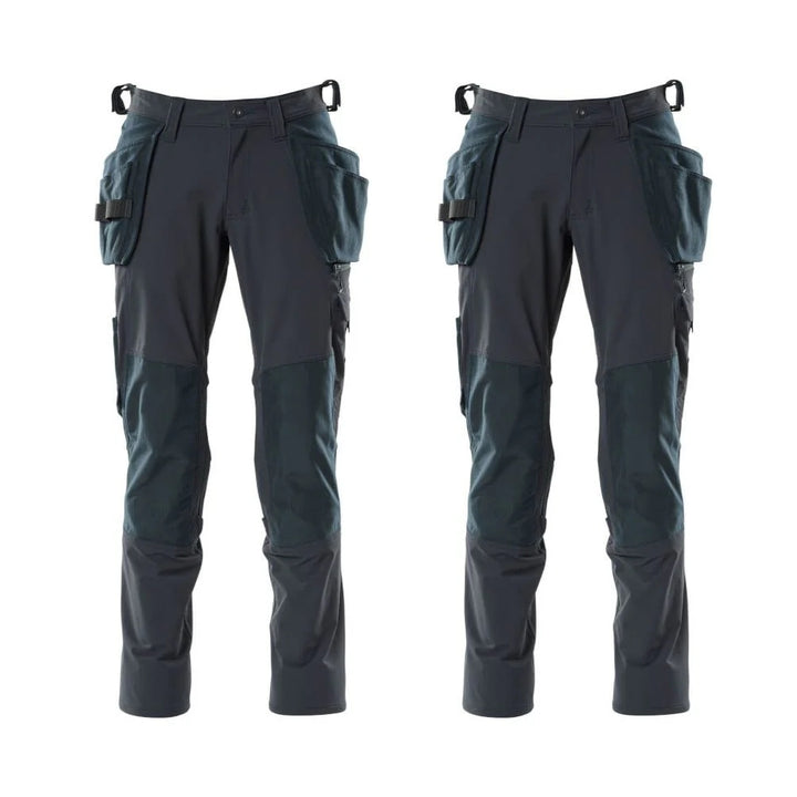 Mascot Work Trousers 4 Way Stretch 18031311 Accelerate Mens Twin Pack Deal Dark Navy Blue