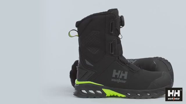 Helly Hansen Magni Evolution Winter Tall Boa S7L Ht Wide Fit Composite Waterproof Safety Boots - 78345 Product Video#colour_black-dark-lime