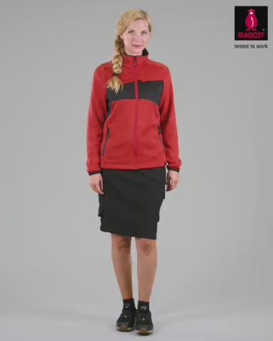 Mascot Zip-Up Knitted Jumper 18155-951 - Womens, Accelerate # colour_traffic-red-black