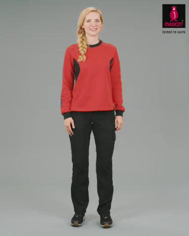 Mascot Sweatshirt Round-Neck 18394-962 - Womens, Accelerate #colour_traffic-red-black