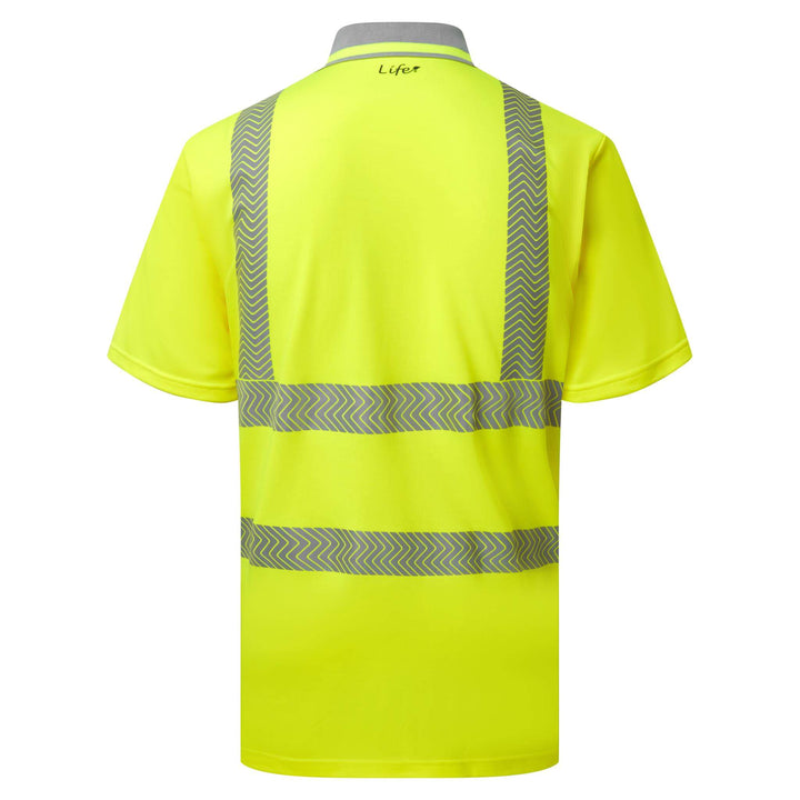 pulsar life lfe923 mens hi vis short sleeve yellow polo shirt Yellow 2 #colour_yellow