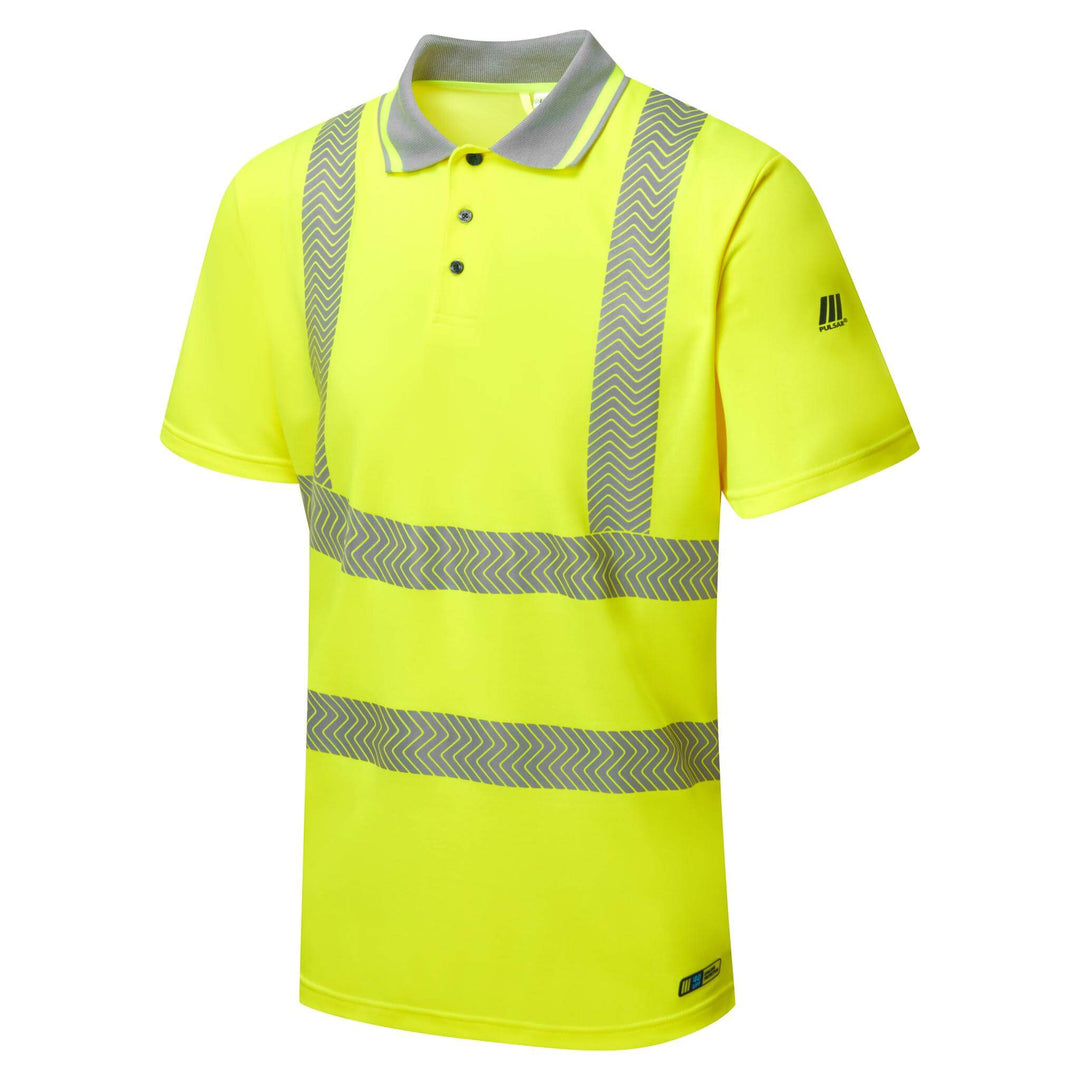 pulsar life lfe923 mens hi vis short sleeve yellow polo shirt Yellow 3 #colour_yellow