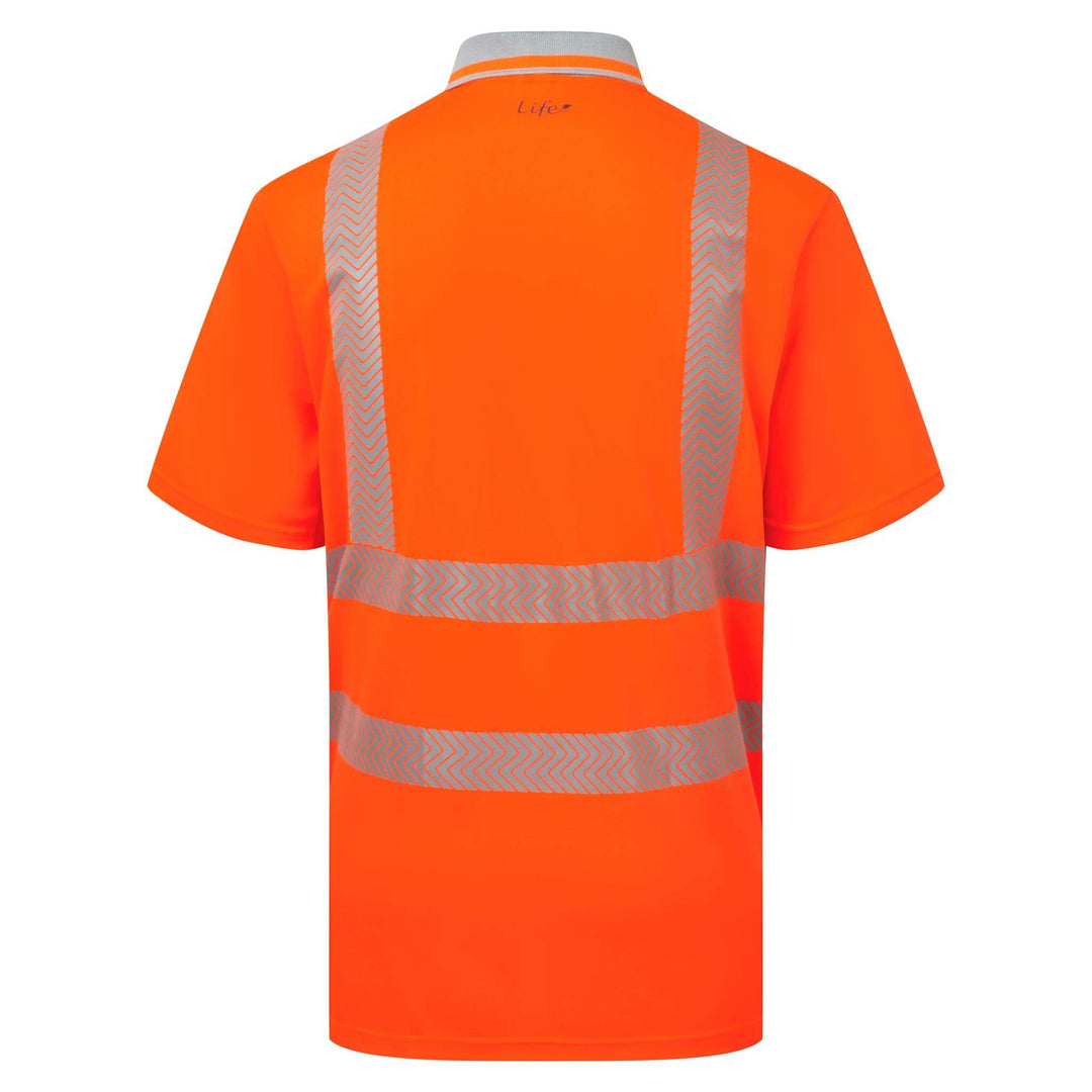 pulsar life lfe924 mens hi vis short sleeve orange polo shirt Orange 2 #colour_orange