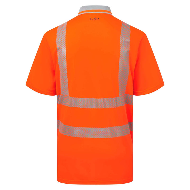 pulsar life lfe924 mens hi vis short sleeve orange polo shirt Orange 2 #colour_orange