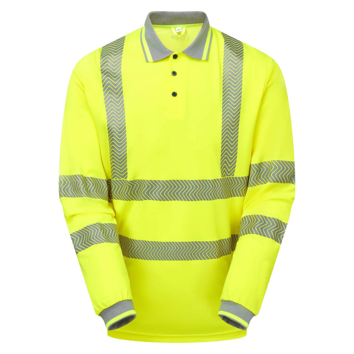 pulsar life lfe925 mens hi vis long sleeve yellow polo shirt Yellow 1 #colour_yellow