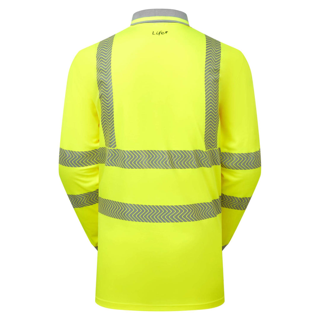 pulsar life lfe925 mens hi vis long sleeve yellow polo shirt Yellow 2 #colour_yellow