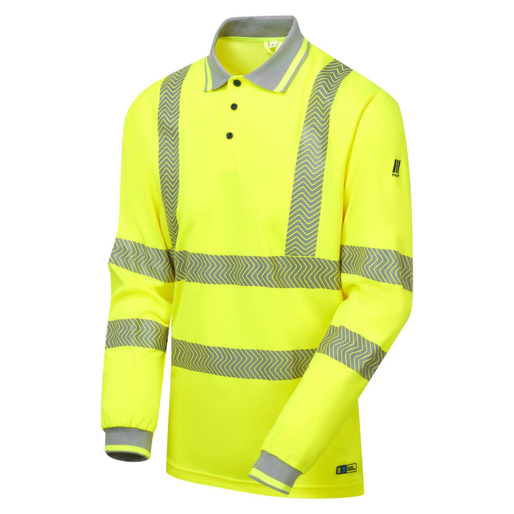 pulsar life lfe925 mens hi vis long sleeve yellow polo shirt Yellow 3 #colour_yellow