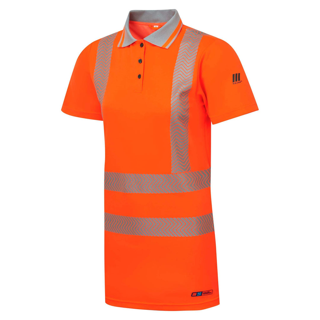 pulsar life lfe974 womens hi vis short sleeve orange polo shirt Orange 1 #colour_orange