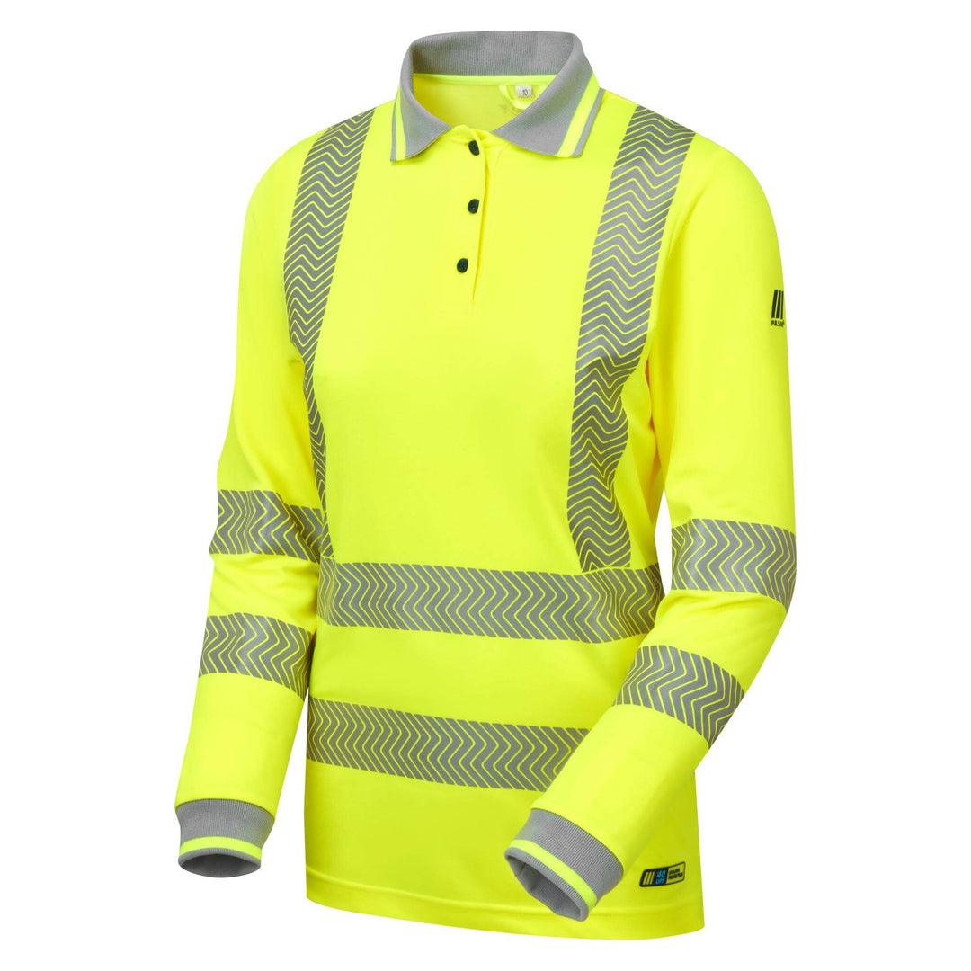 pulsar life lfe975 womens hi vis long sleeve yellow polo shirt Yellow 1 #colour_yellow