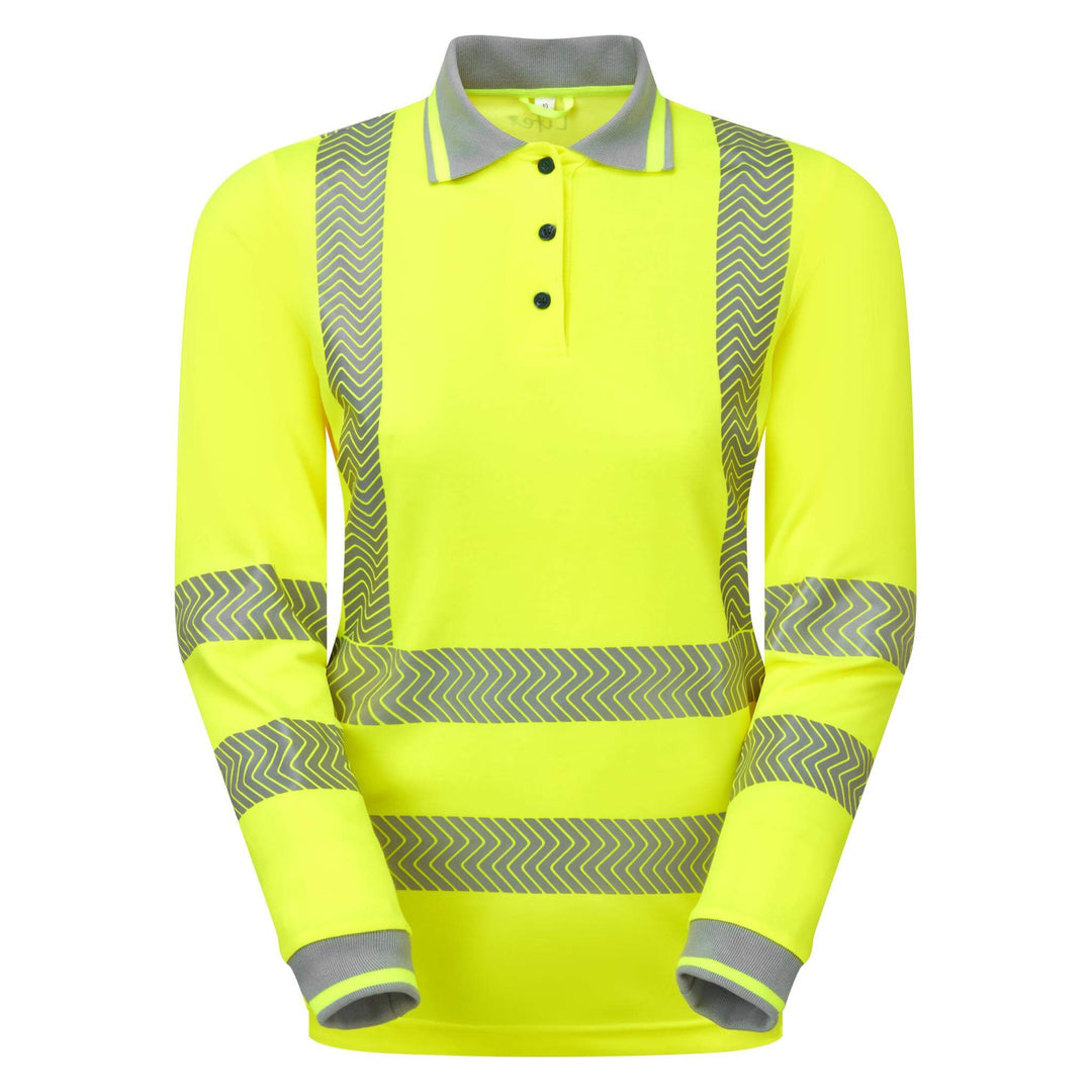 pulsar life lfe975 womens hi vis long sleeve yellow polo shirt Yellow 9 #colour_yellow