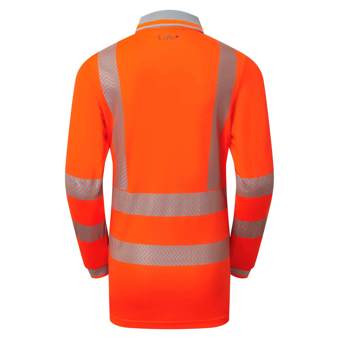 pulsar life lfe976 womens hi vis long sleeve orange polo shirt Orange 10 #colour_orange