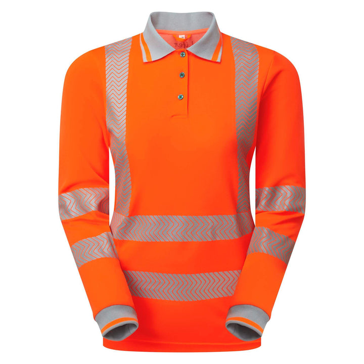 pulsar life lfe976 womens hi vis long sleeve orange polo shirt Orange 9 #colour_orange