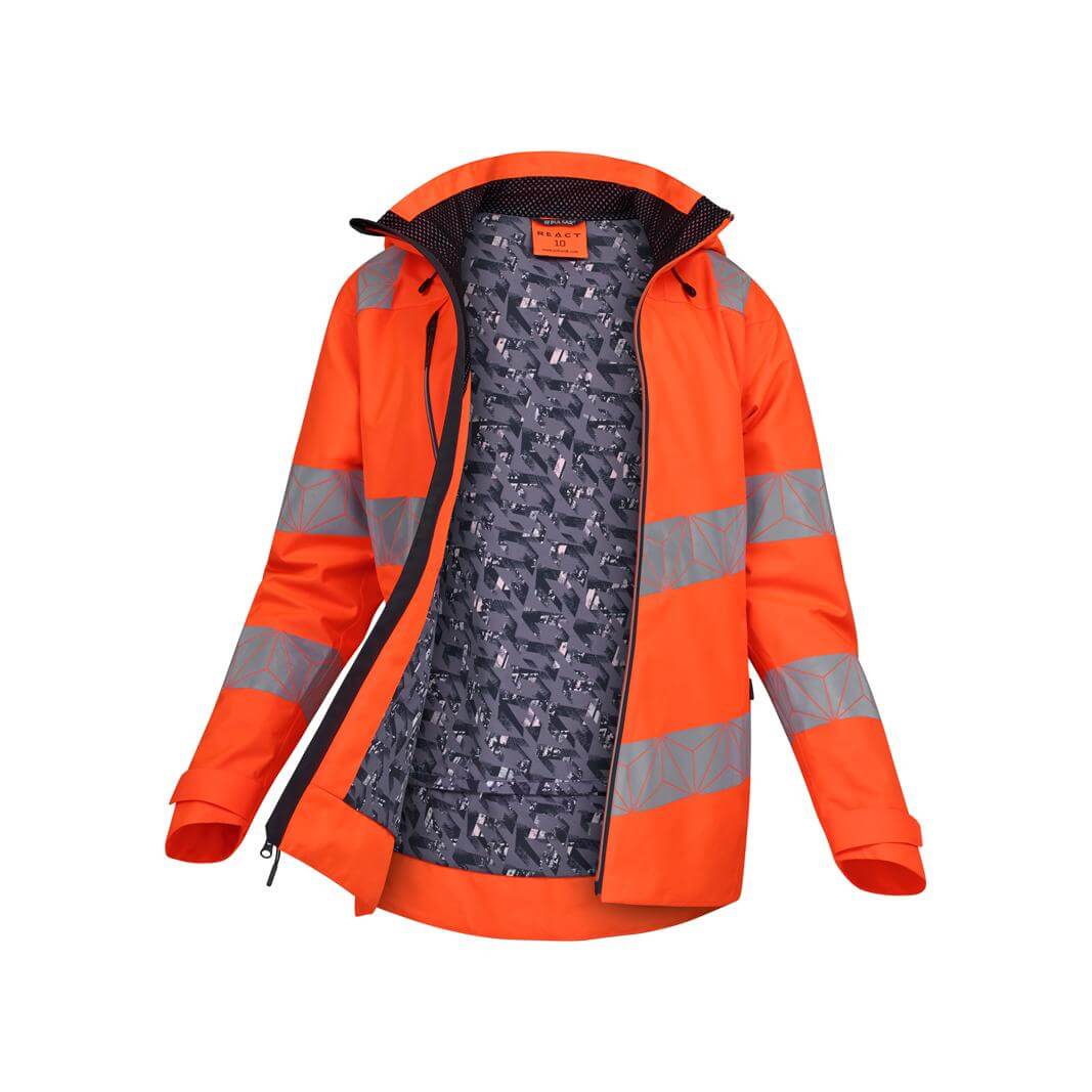 pulsar react rct851 womens hi vis waterproof orange shell jacket Orange 3 #colour_orange